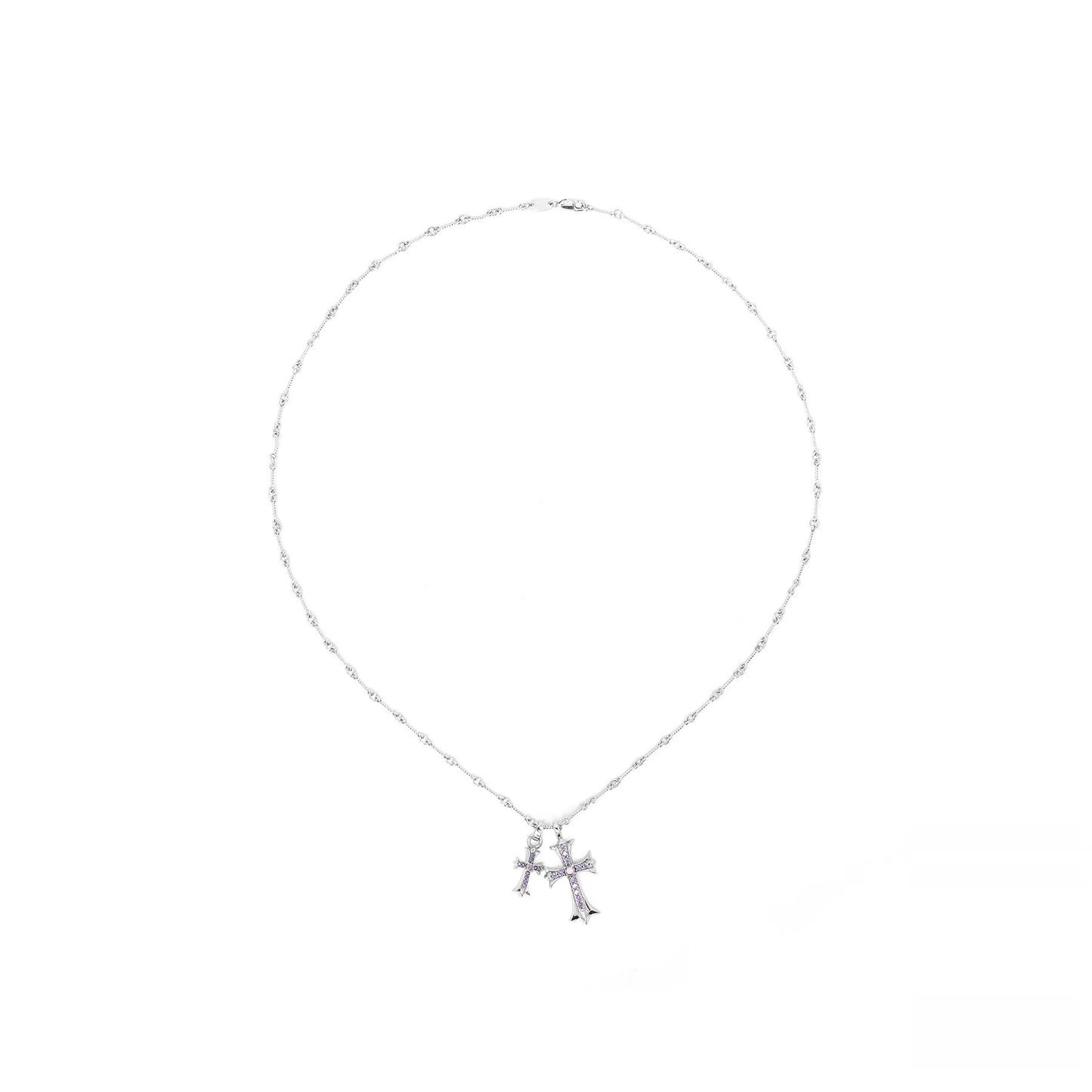 24K Gold-Plated Double Cross Crystal Necklace