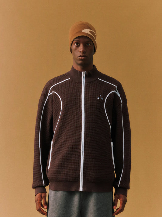 FPA Contrast Zip Waffle Sweater