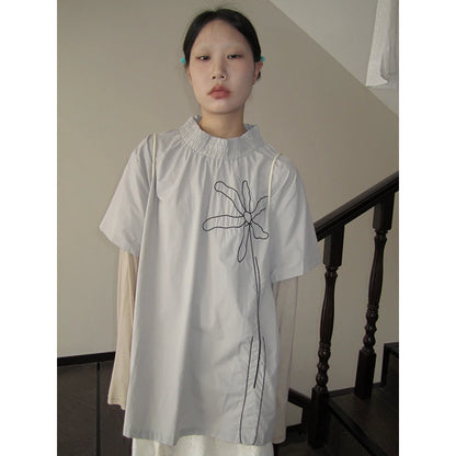 Embroidered Floral Short-Sleeve Tee