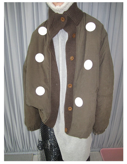 Smoke Pink Stand-Collar Quilted Jacket