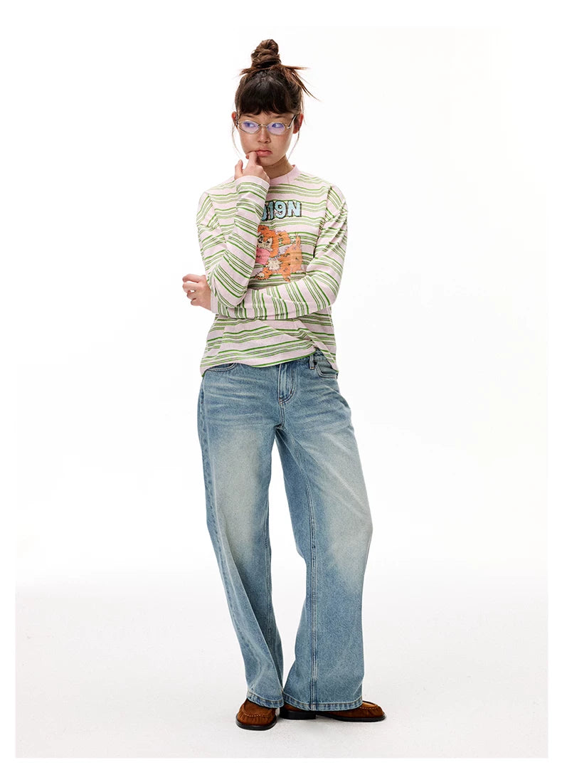 Striped Graphic Long Sleeve T-Shirt