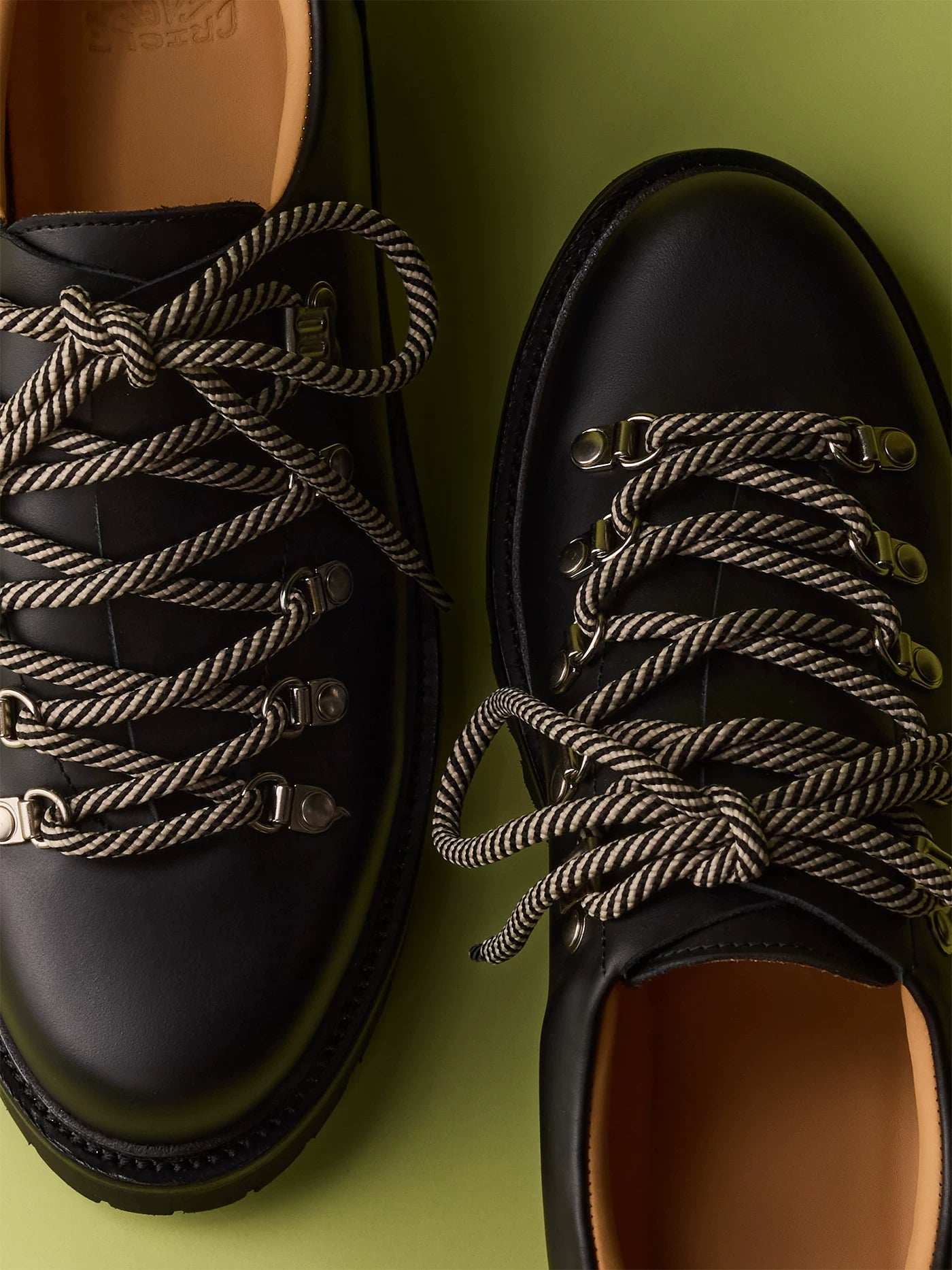 Vintage Leather Hiking Derby Contrast Shoes