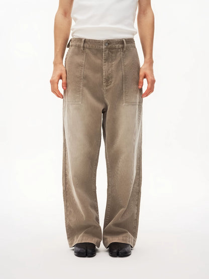 Washed Corduroy Wide Leg Pants in light khaki
