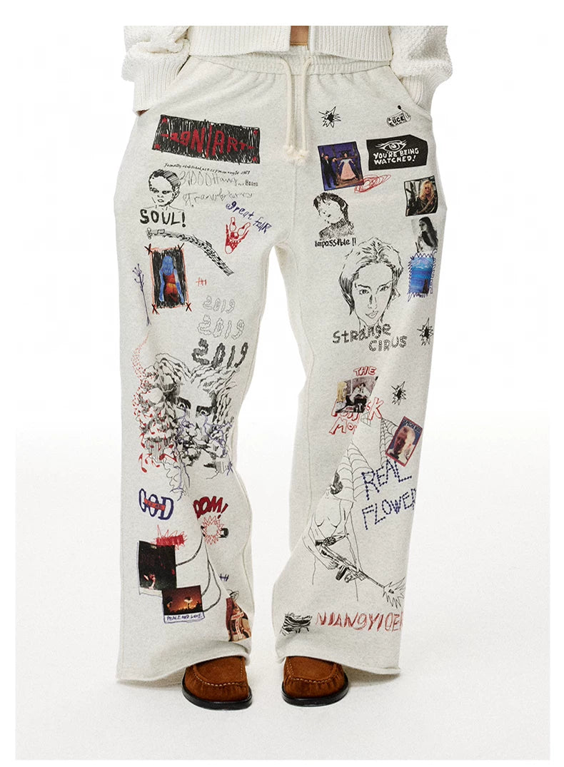 Printed Knit Straight-Leg Sweatpants