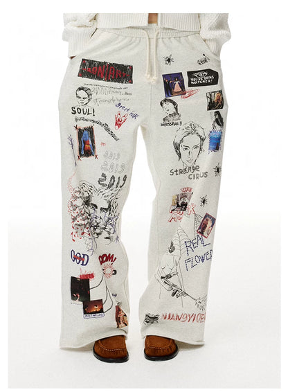 Printed Knit Straight-Leg Sweatpants