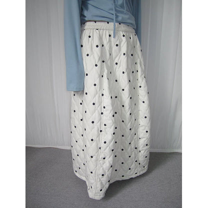 Polka-Dot High-Waist Midi Skirt