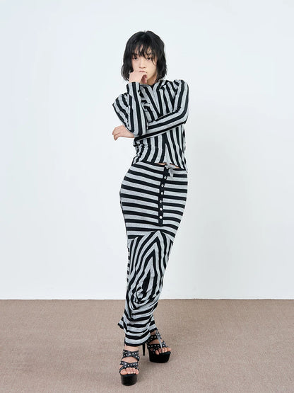 TROPICEYE Stripe Knit Fishtail Skirt