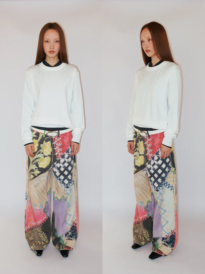 Patchwork Print Wide-Leg Trousers in multicolor product photo