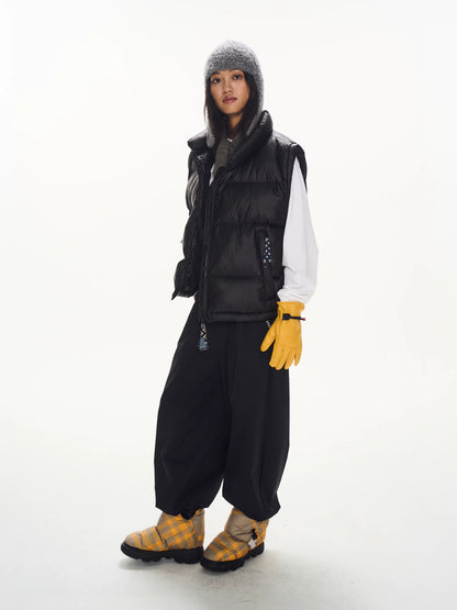 Quilted Stand Collar Puffer Vest white product view