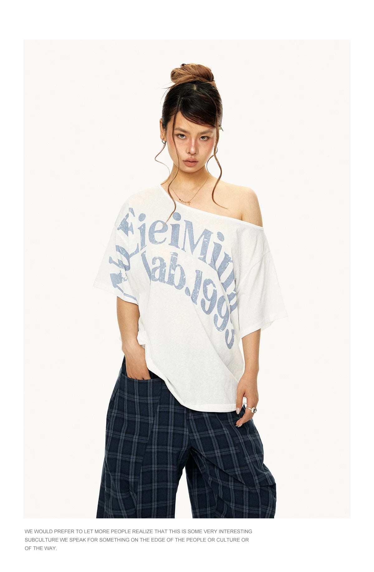 Off Shoulder Graphic T Shirt product view