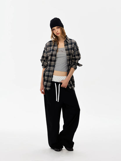 Polka Dot Waist Wide-Leg Sweatpants product photo