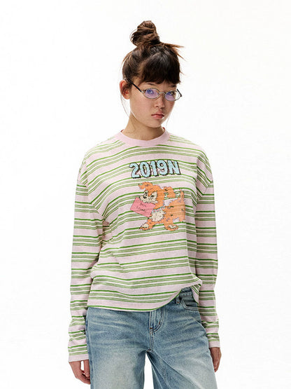 Striped Graphic Long Sleeve T-Shirt