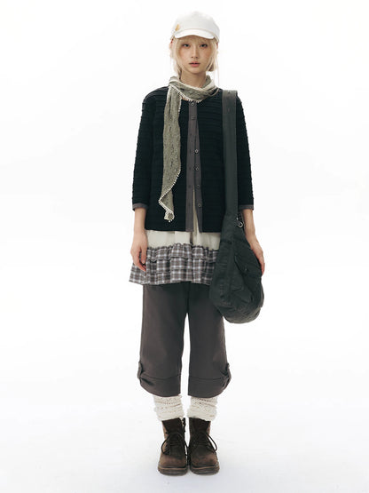 Women's Ribbed-Waist Cropped Straight-Leg Pants