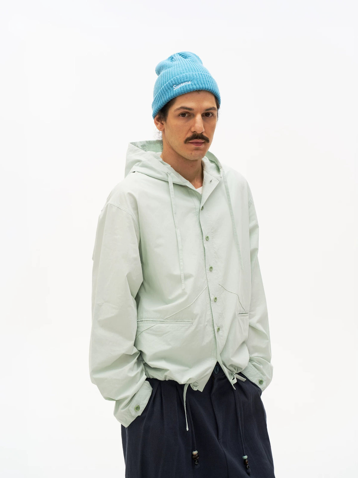Hooded Drawstring Shirt Jacket product view