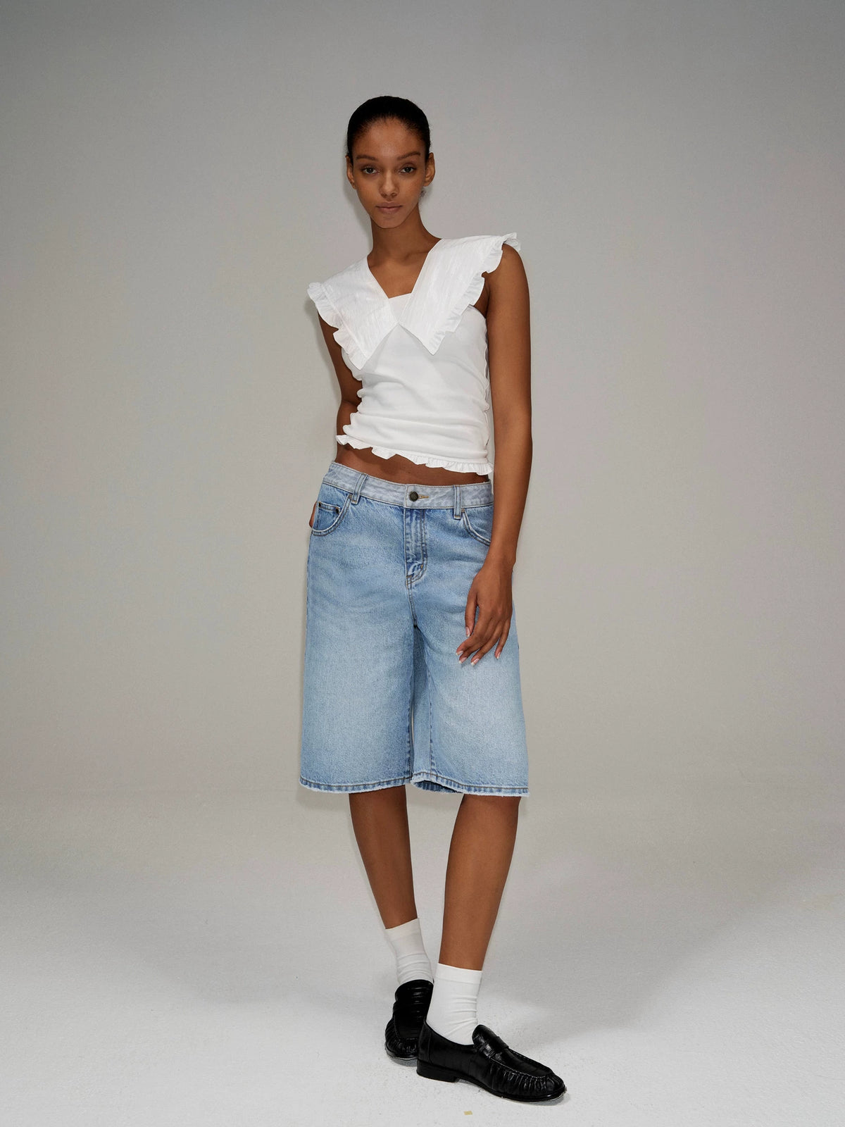 Layered Ruffle V-Neck Top