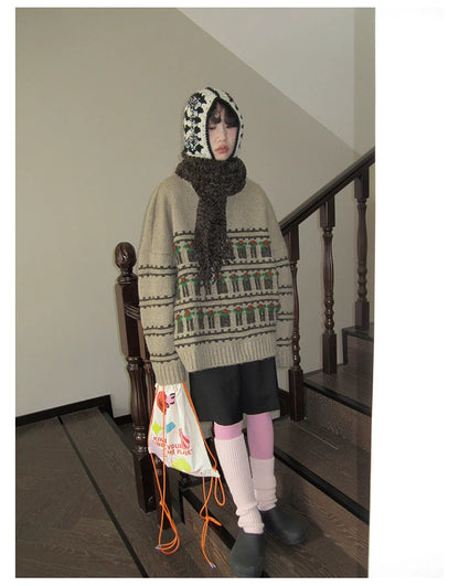 Fair Isle Striped Crew-Neck Sweater
