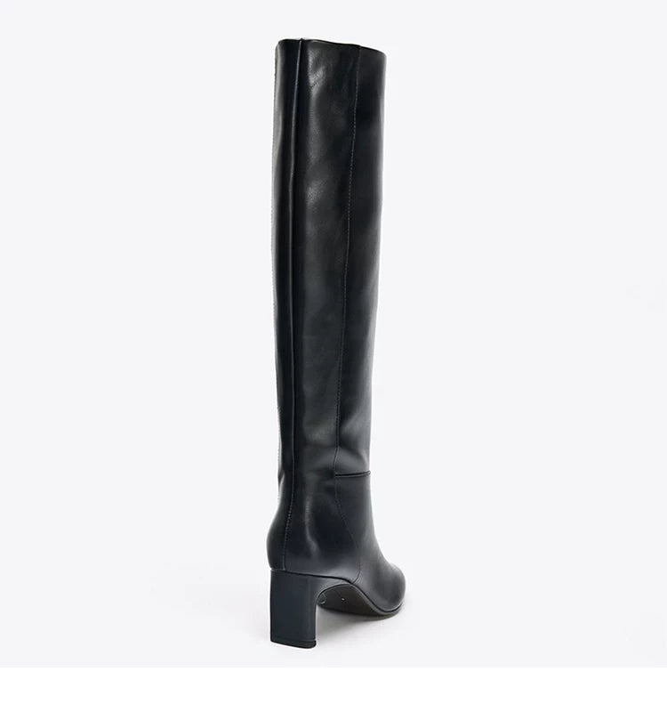 Women's Square Toe Sculptural Heel Knee-High Boots