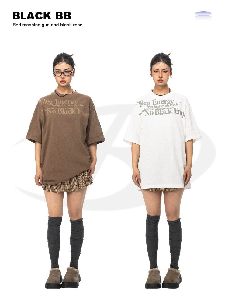 Vintage Letter Print Short Sleeve T-Shirt