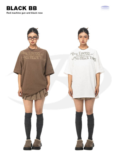 Vintage Letter Print Short Sleeve T-Shirt