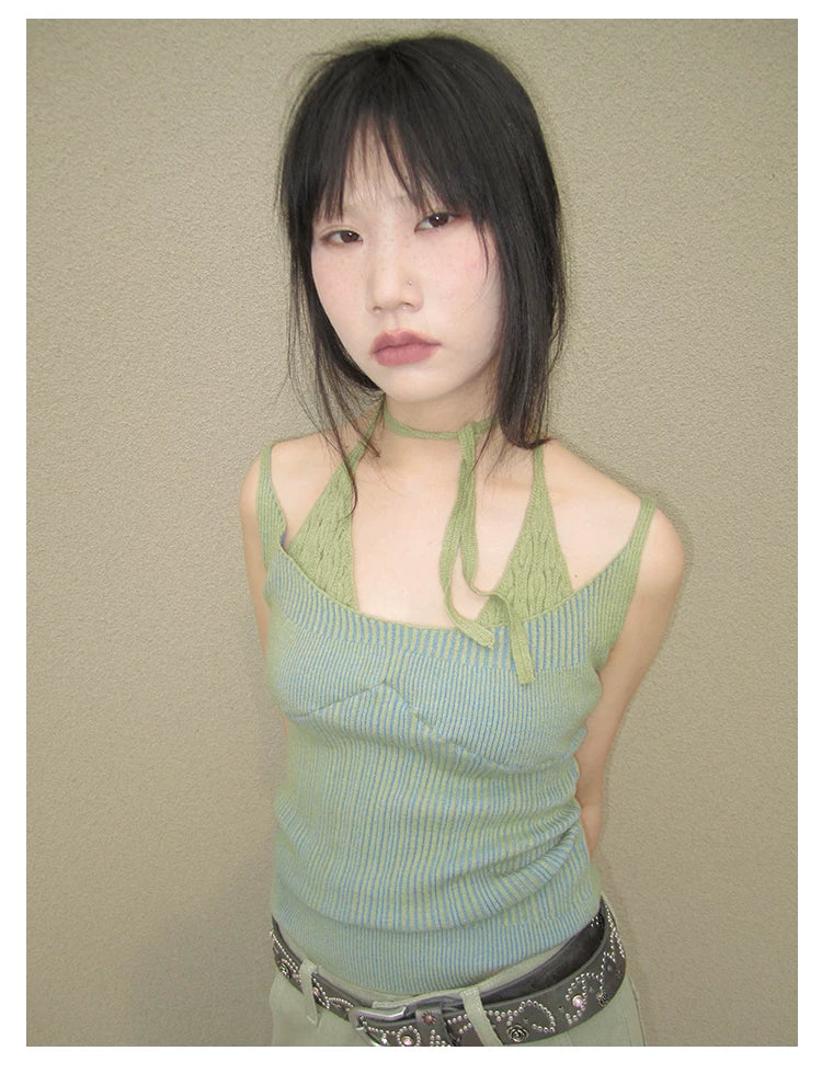 Cropped Knit Racerback Vest Top