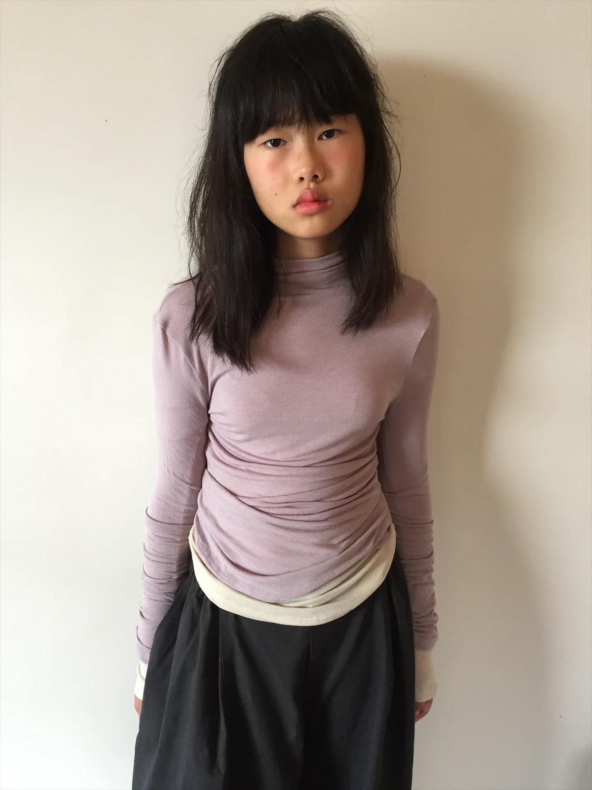 Mock Neck Fitted Long Sleeve Top