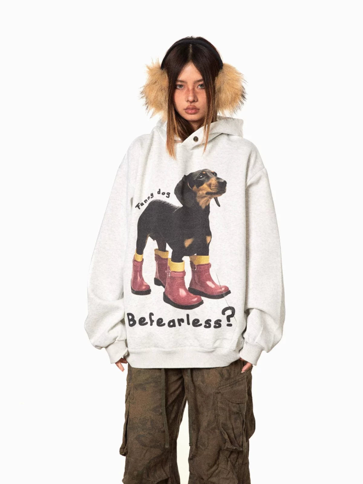 Dachshund Print Fleece Hoodie