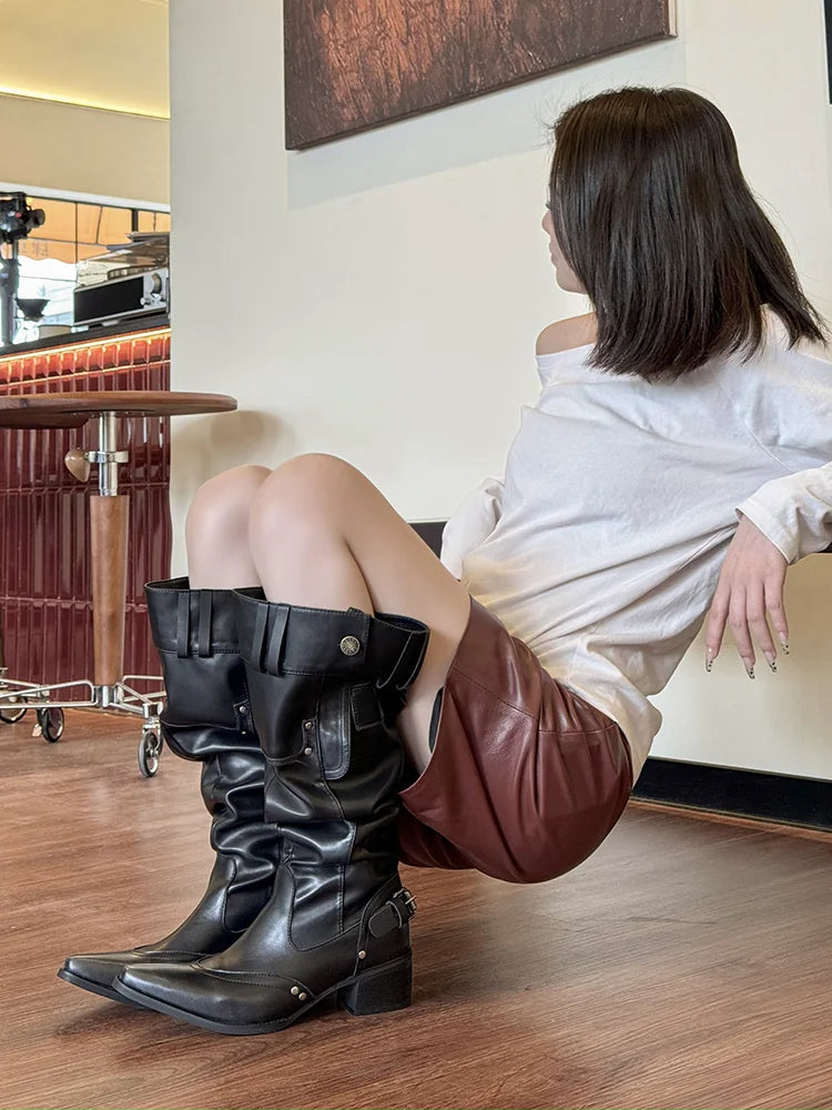 Women's Pointed-Toe Slouch Knee-High Boots