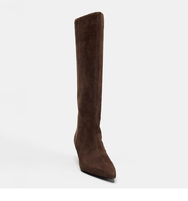 Women's Pointed Toe Stiletto Wide-Calf Knee-High Boots