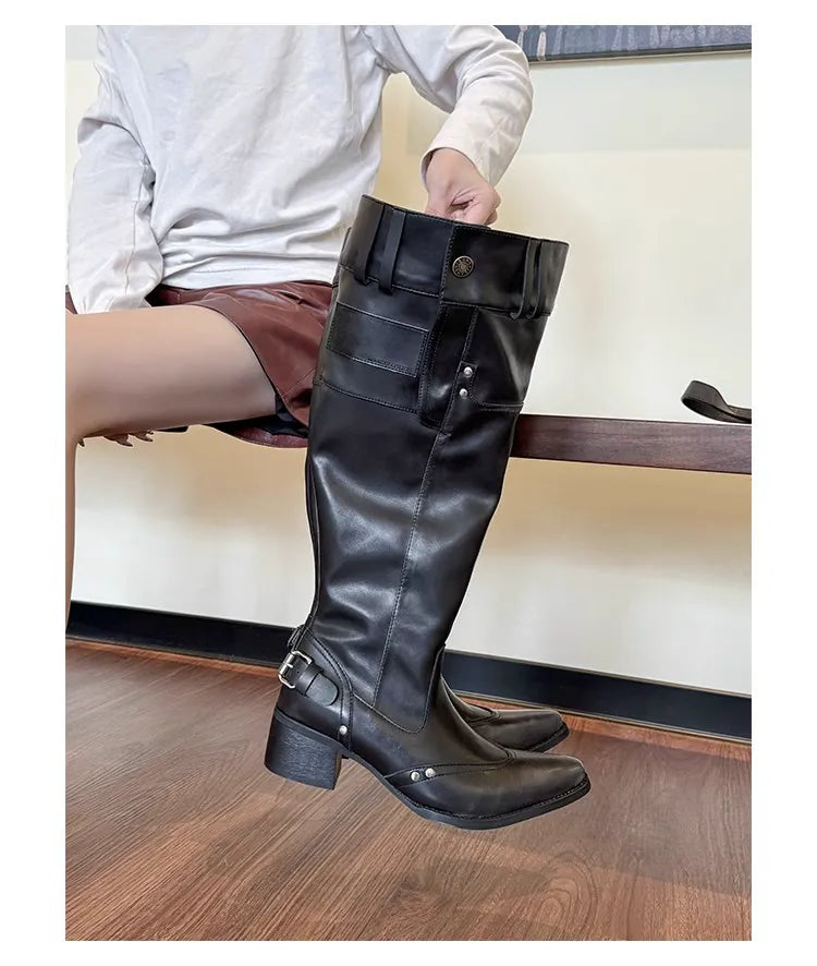 Women's Pointed-Toe Slouch Knee-High Boots