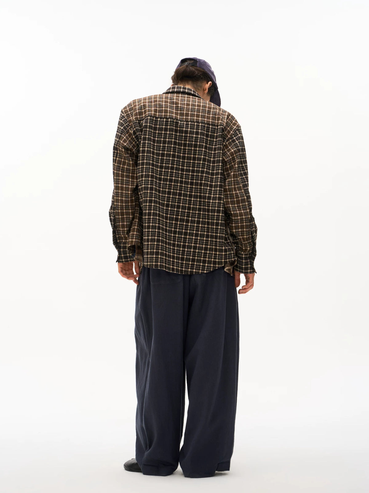 Patchwork Plaid Button Shirt model view
