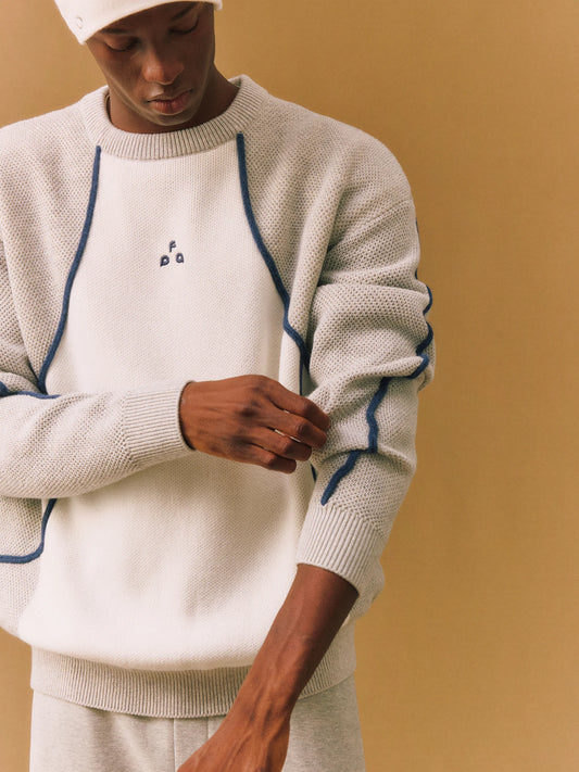 FPA Contrast Texture Arc Crew Sweater