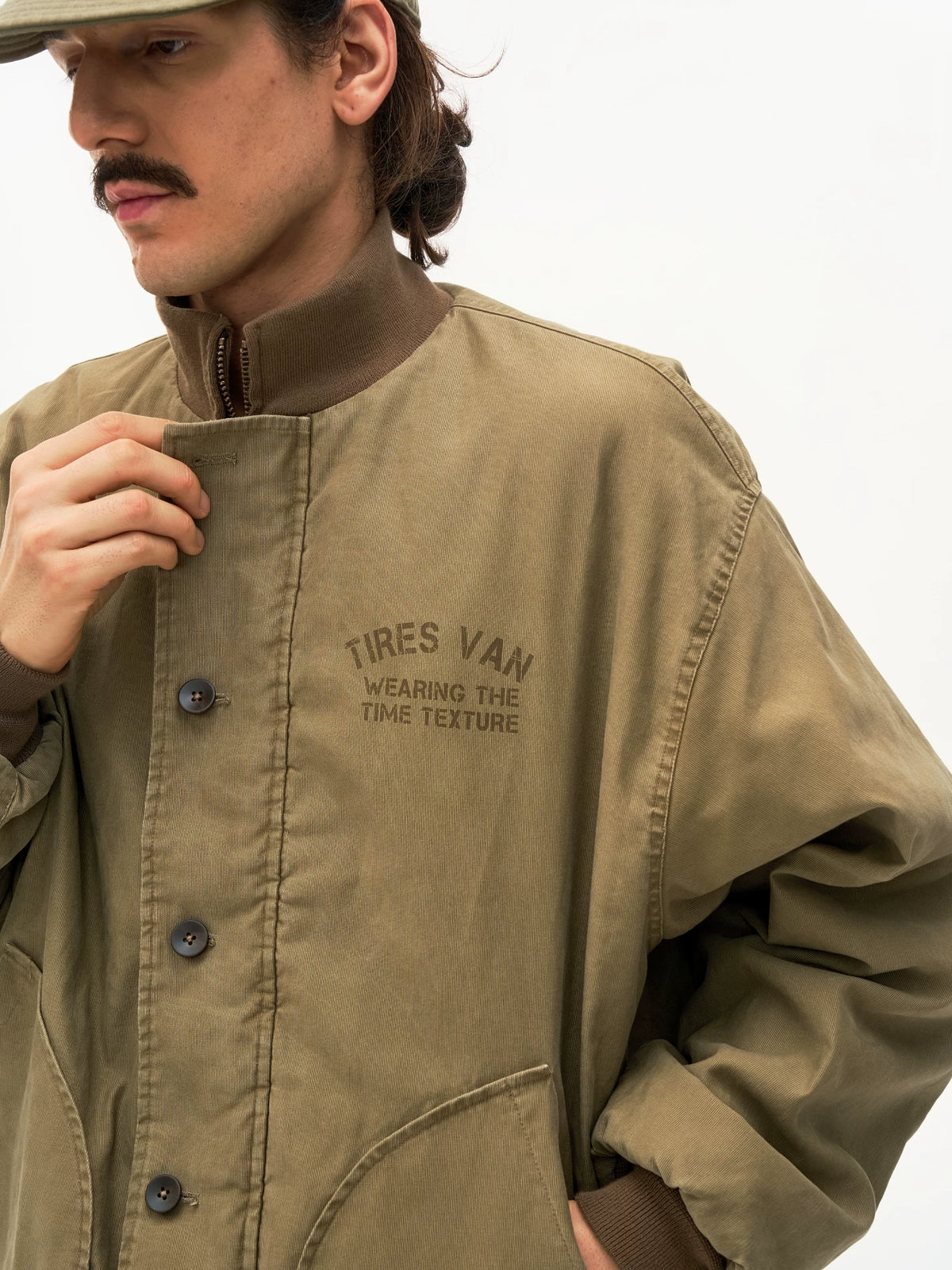Washed Insulated Deck Jacket in black