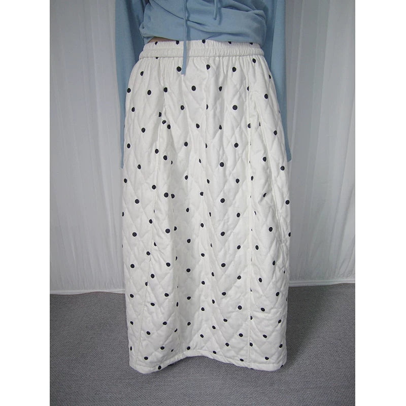 Polka-Dot High-Waist Midi Skirt