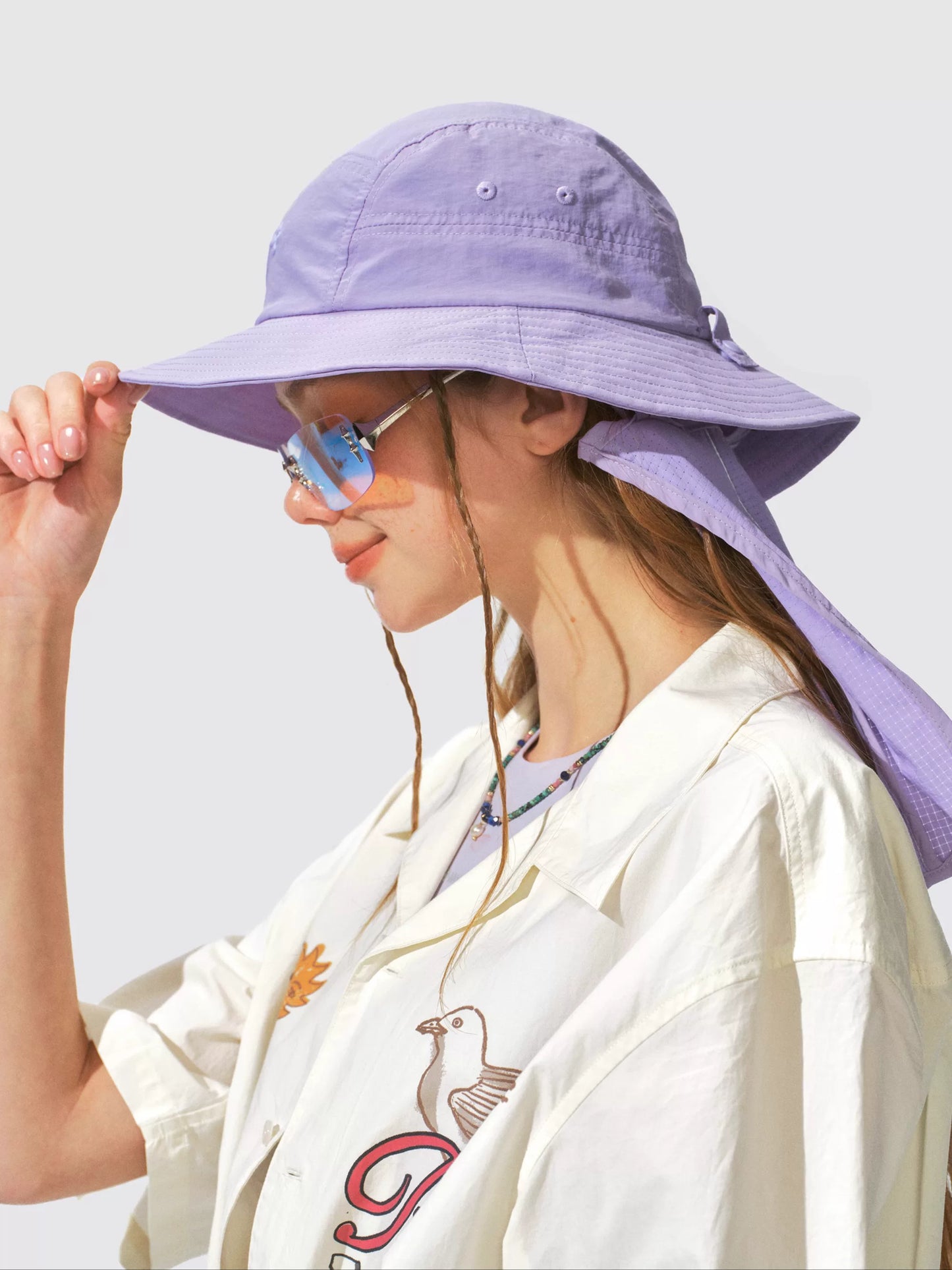 UPF 50+ Fishing Bucket Hat with Removable Neck Flap & Reflective Trim