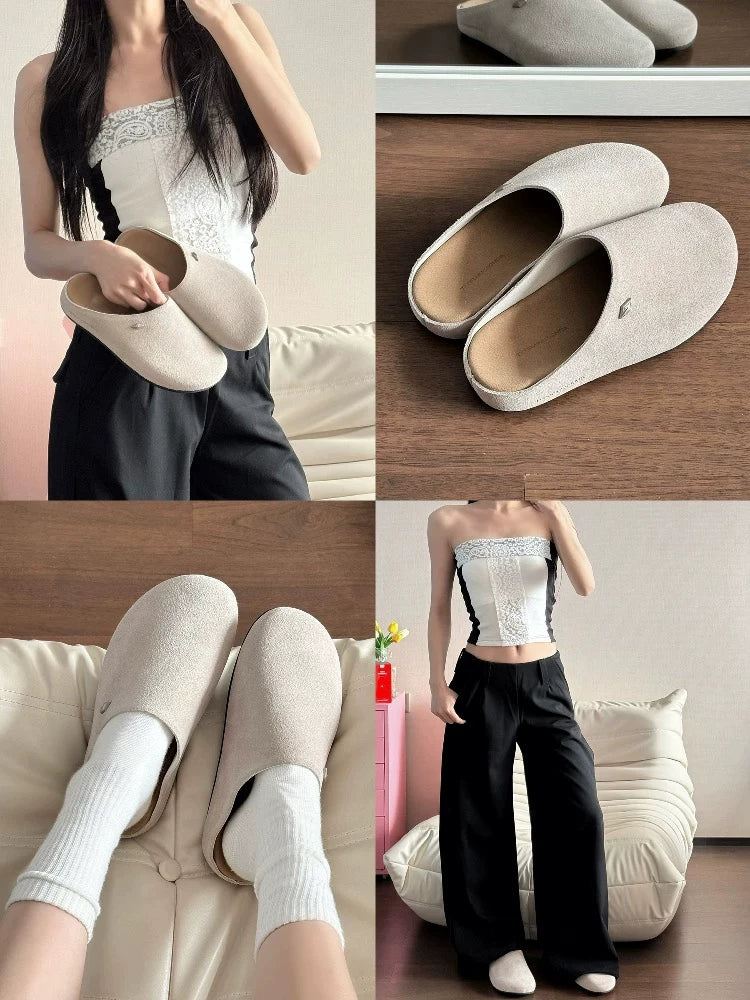 Suede Clogs with Cushioned Footbed