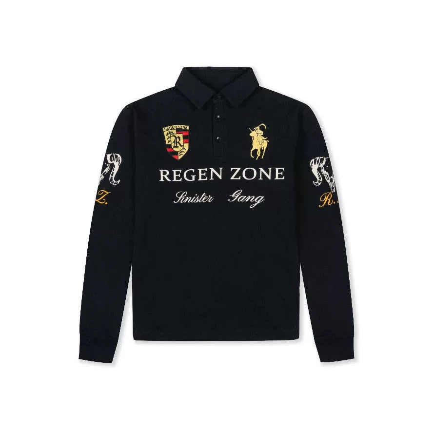 Gold-Embroidered Cinched-Waist Polo