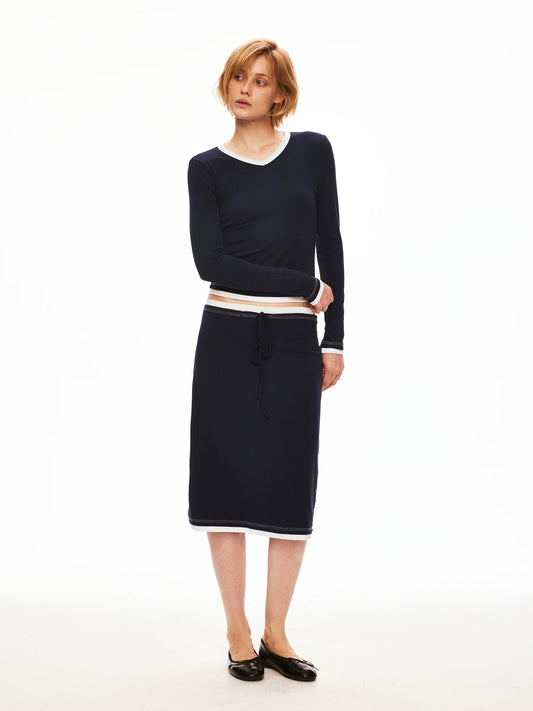 Tencel Modal Contrast Panel Skirt Set