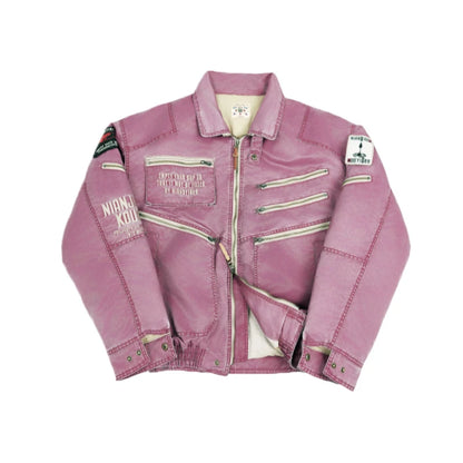 Washed Quilted Patch Embroidered Jacket