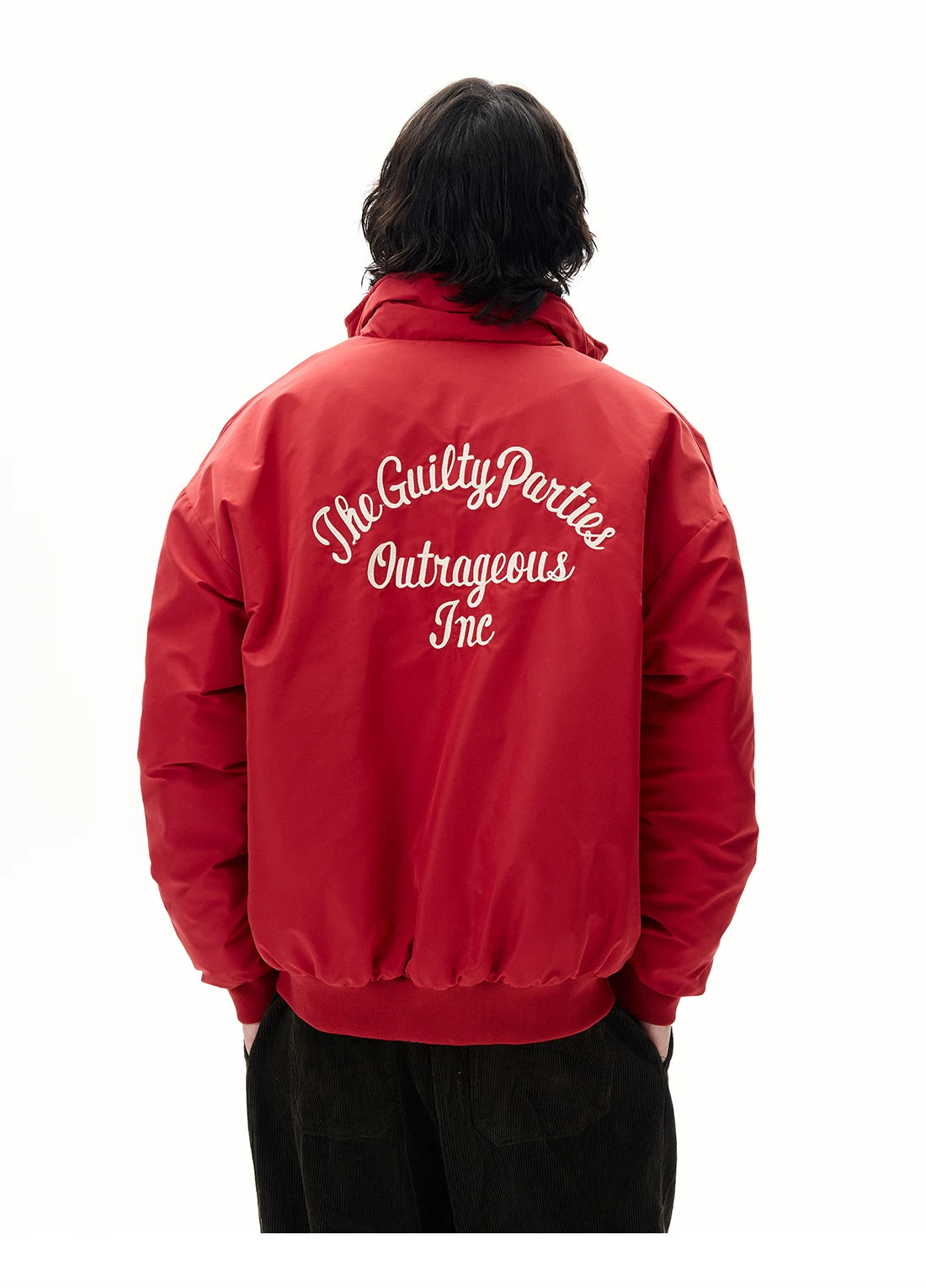 Men’s Red Embroidered Flight Jacket