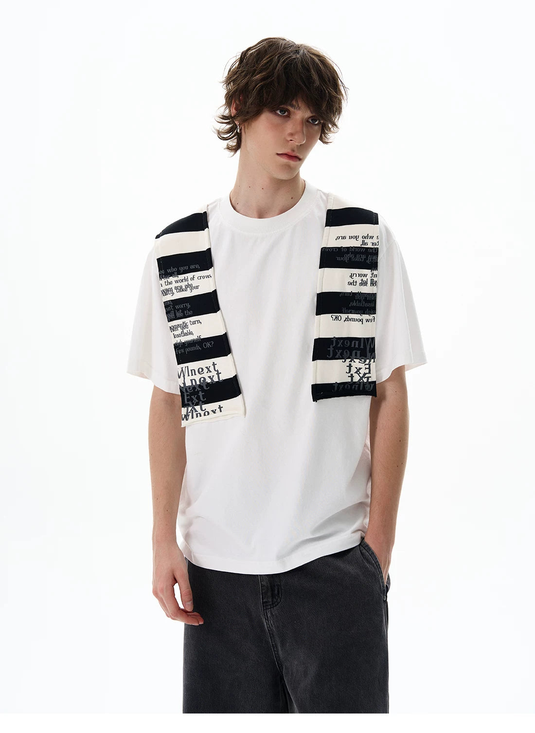 Graphic Knit-Panel Short-Sleeve T-Shirt