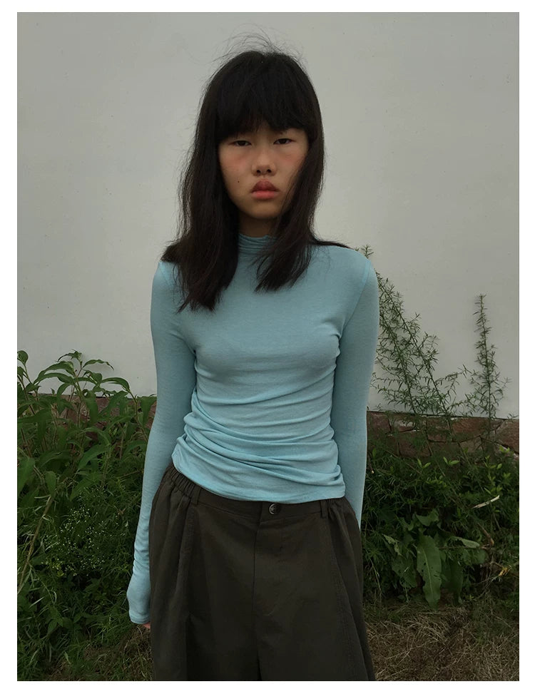 Mock Neck Fitted Long Sleeve Top