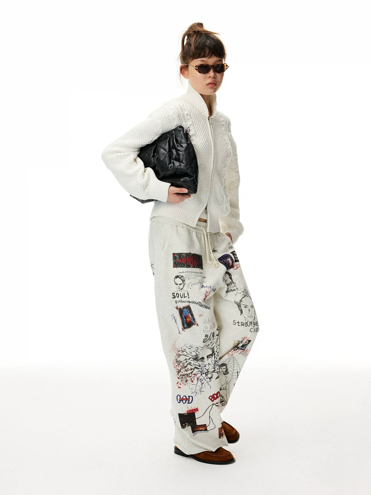 Printed Knit Straight-Leg Sweatpants