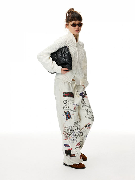 Pantalón de chándal de punto recto estampado
