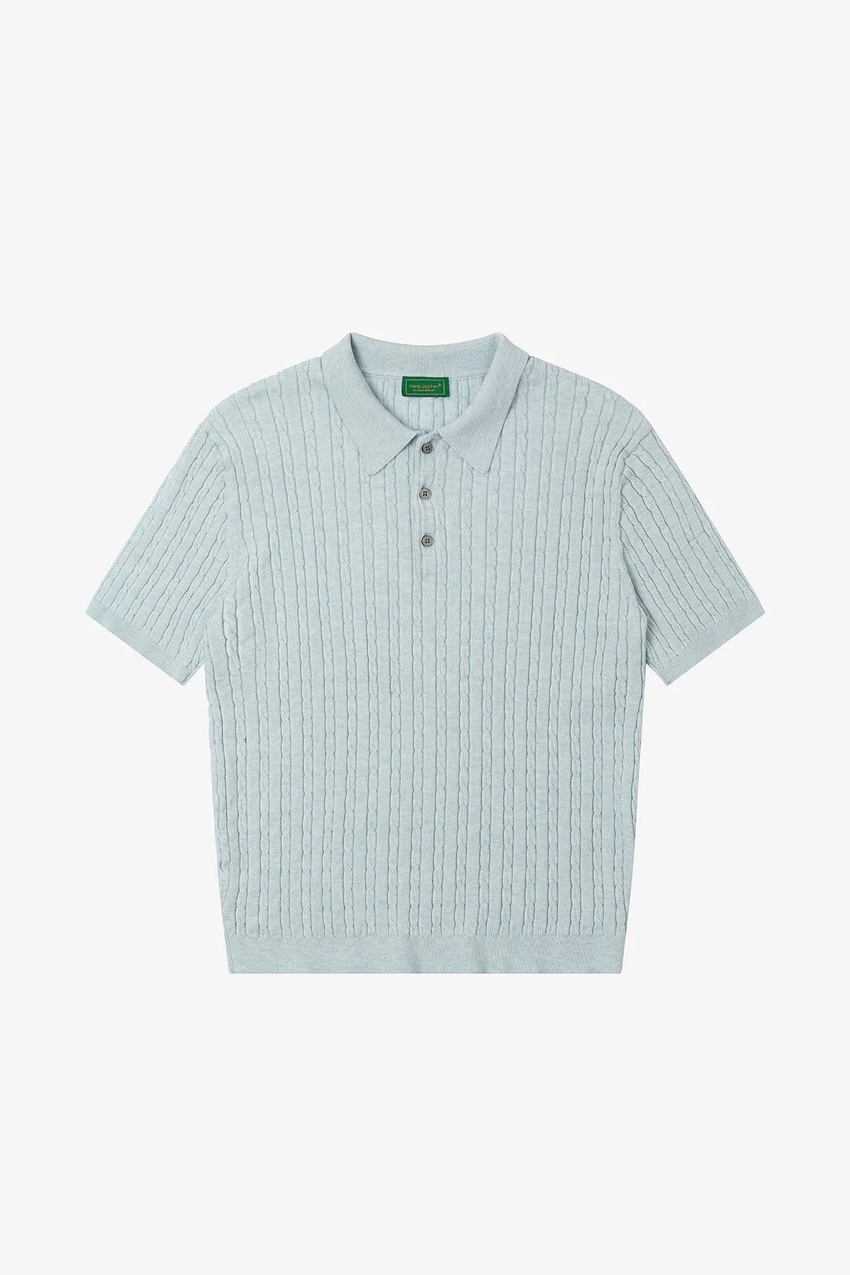 Relaxed Wool-Blend Cable Knit Polo Shirt