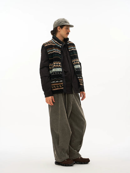 Washed Corduroy Balloon Trousers in brown product photo