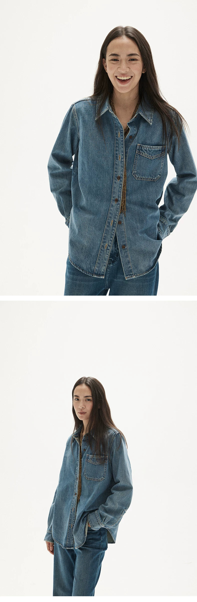 MOOFEEL Vintage Denim Shirt - 360 view 2