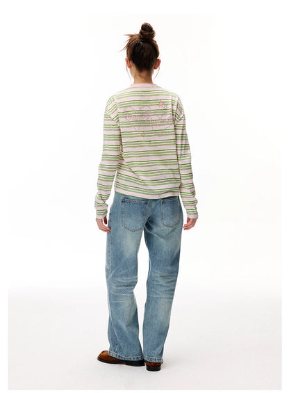 Striped Graphic Long Sleeve T-Shirt