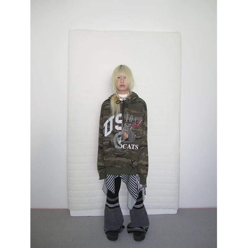 Dachshund Camo Print Hooded Sweatshirt