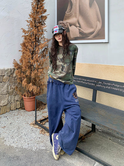 Camouflage Printed Long Sleeve T-Shirt, Full-length outdoor view