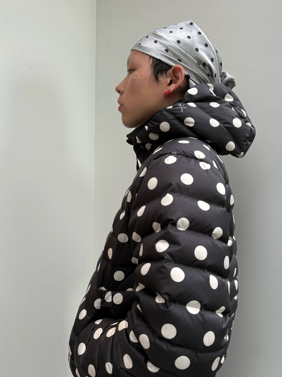 Polka Dot Down Jacket in black